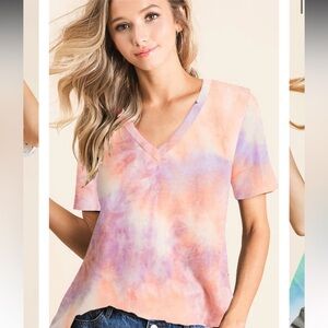 BBS9-BiBi Multicolor Tie-Dye Lounge Set Short Sleeve and Shorts